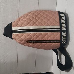 Steve Madden old pink quilted crossbody backpack
